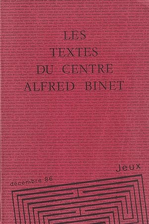 Seller image for Les Textes du Centre Alfred Binet - Jeux for sale by PRISCA