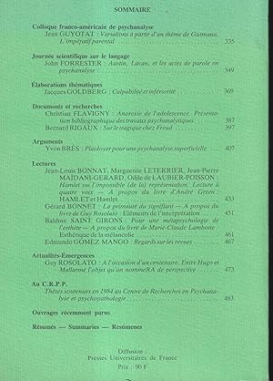 Seller image for Psychanalyse  l'Universit - Tome 10 - N 39 - Juillet 1985 for sale by PRISCA