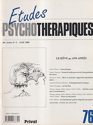 Bild des Verkufers fr tudes Psychothrapiques. - 20 Annes - N 2 - Juin 1989. - Le rve 90 ans aprs. zum Verkauf von PRISCA