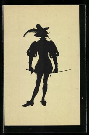 Bild des Verkufers fr Knstler-Ansichtskarte Paul Konewka: Cajus aus Falstaff und seine Gesellen, Scherenschnitt, Shakespeare zum Verkauf von Bartko-Reher