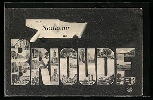 Image du vendeur pour Carte postale Brioude, vues du lieu du lieu insres dans la typographie mis en vente par Bartko-Reher