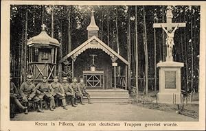Ansichtskarte / Postkarte Pilkem Ypres Ypern Westflandern, Kreuz, das von deutschen Truppen geret...
