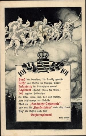 Wappen Regiment Ansichtskarte / Postkarte Geisterregiment, Landwehr Infanterie Regiment 101