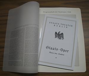 Bild des Verkufers fr Programmheft der Staatsoper, 22. Dezember 1928. - Staats-Theater, Berlin ( = Lieferung BE 01336 aus Berlin-Archiv, herausgegeben von Hans-Werner Klnner und Helmut Brsch-Supan ). - mit Besetzungsliste zu: Figaros Hochzeit, von W. A. Mozart, in Szene gesetzt von Karl Holy. Mitwirkende: Herbert Janssen, Delia Reinhardt, Leo Schtzendorf, Tilly de Garmo u. a. - zum Verkauf von Antiquariat Carl Wegner