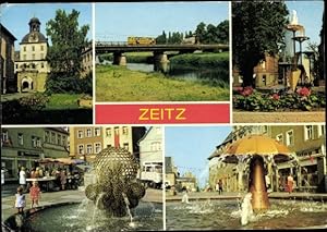 Bild des Verkufers fr Ansichtskarte / Postkarte Zeitz im Burgenlandkreis, Moritzburg, Friedrich-Engels-Brcke, Karl-Marx-Promenade, Leninstrae zum Verkauf von akpool GmbH