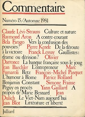 Bild des Verkufers fr Commentaire - Volume 4 - N 15 - Automne 1981 zum Verkauf von PRISCA