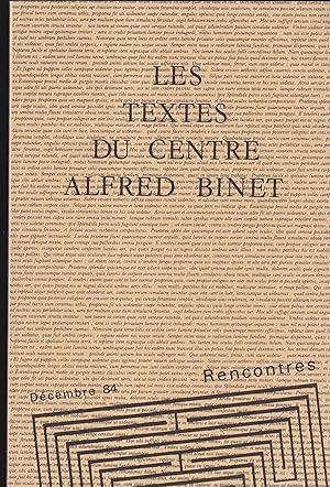 Imagen del vendedor de Les Textes du Centre Alfred Binet. - Rencontres a la venta por PRISCA