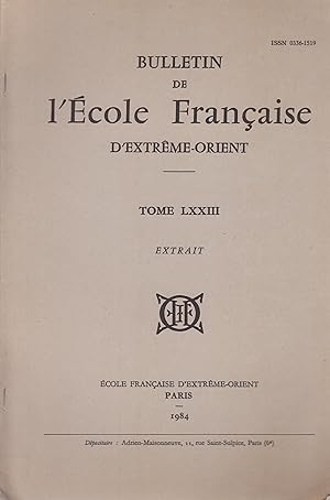 Bild des Verkufers fr Bulletin de l'cole Franaise d'Extrme-Orient - Tome LXXIII - Extrait : Jean Filliozat 1906-1982. zum Verkauf von PRISCA