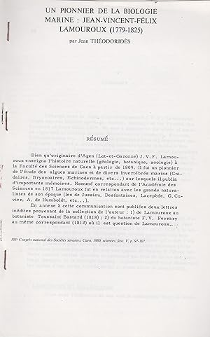 Immagine del venditore per Un Pionnier de la Biologie Marine : Jean-Vincent-Flix Lamouroux (1779-1825). venduto da PRISCA