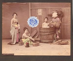 Seller image for B 1098 HOME BATHING. [Shows Three Semi-Nude Japanese Women In The Ofuro [Bath] + for sale by RARE ORIENTAL BOOK CO., ABAA, ILAB