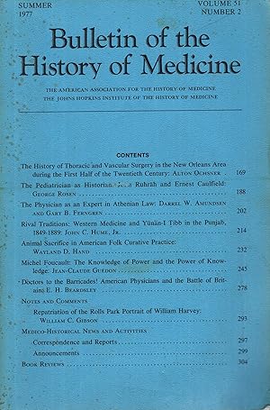 Seller image for Bulletin of the History of Medicine. - Volume 51 - N 2 for sale by PRISCA