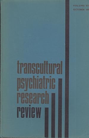 Seller image for Transcultural Psychiatric Research Review - Volume VIII - October, 1971. for sale by PRISCA