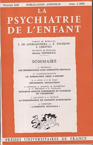 Immagine del venditore per La Psychiatrie de l'Enfant. - Volume XIII - Fascicule 1 venduto da PRISCA