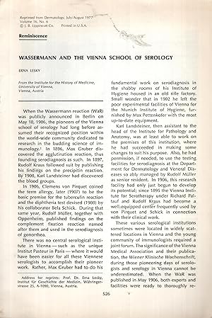 Imagen del vendedor de Wassermann and the Vienna School of Serology a la venta por PRISCA