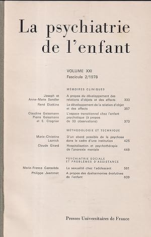 Image du vendeur pour La Psychiatrie de l'Enfant. - Volume XXI - N 2 mis en vente par PRISCA