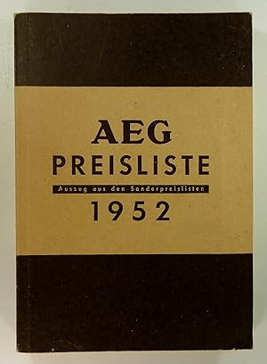 AEG Preisliste 1952. Auszug aus den Sonderpreislisten.