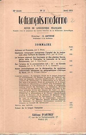 Seller image for Le Franais Moderne. - Revue de Linguistique Franaise - 38 Anne - N 2 for sale by PRISCA