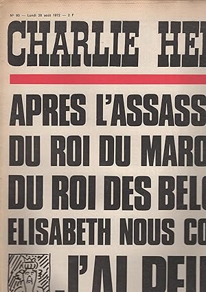 Bild des Verkufers fr Charlie Hebdo N 93 - Lundi 28 Aot 1972 zum Verkauf von PRISCA