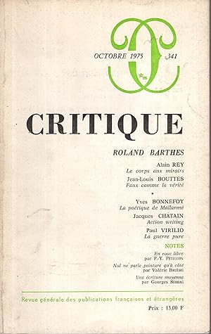 Image du vendeur pour Critique. - N 341 - Tome XXXI - Roland Barthes mis en vente par PRISCA