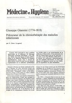 Image du vendeur pour Mdecine & Hygine - N 1174 - 33 Anne - Extrait : Giuseppe Giannini (1774-1818). Prcurseur de la chimiothrapie des maladies infectieuses. mis en vente par PRISCA