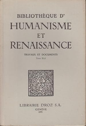 Seller image for Bibliothque d'Humanisme et Renaissance. - Travaux et Documents - Tome XLI - N 2 for sale by PRISCA