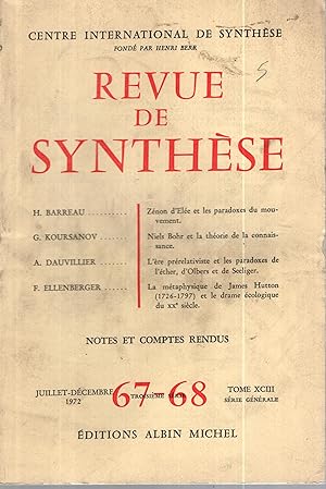 Seller image for Revue de Synthse - 3 Srie - Tome XCIII - N 67/68 for sale by PRISCA