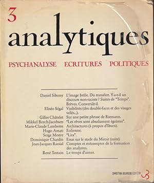 Seller image for Analytiques. - Psychanalyse, critures, Politiques. - N 3 for sale by PRISCA