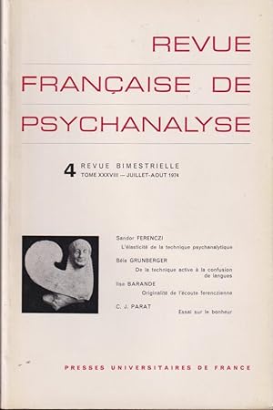 Bild des Verkufers fr Revue Franaise de Psychanalyse - Tome XXXVIII - N 4 zum Verkauf von PRISCA