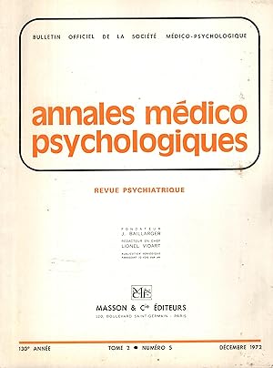 Immagine del venditore per Annales Mdico Psychologiques - Revue Psychiatrique - 130 Anne - Tome 2 - N 5 venduto da PRISCA