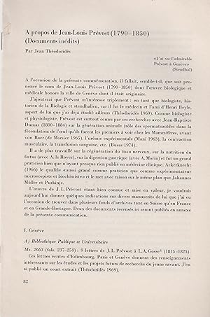 Immagine del venditore per A propos de Jean-Louis Prvost (1790-1850) (Documents indits). venduto da PRISCA