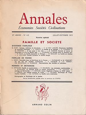 Image du vendeur pour Annales : conomies, Socits, Civilisations. - 27 Anne - N 4-5 - Juillet/Octobre 1972 mis en vente par PRISCA