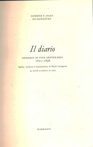 Immagine del venditore per Il diario Memorie di vita letteraria 1851-1896 venduto da Di Mano in Mano Soc. Coop