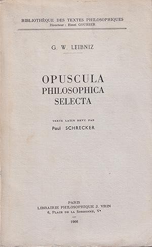 Image du vendeur pour Bibliothque des Textes Philosophiques. - Opuscula Philosophica Selecta. mis en vente par PRISCA