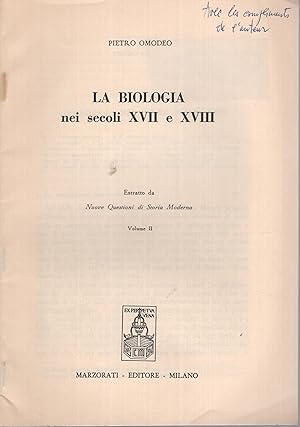 Immagine del venditore per La Biologia nei secoli XVII e XVIII venduto da PRISCA