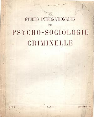 Bild des Verkufers fr tudes Internationales de Psycho-Sociologie Criminelle - N 7-8 zum Verkauf von PRISCA