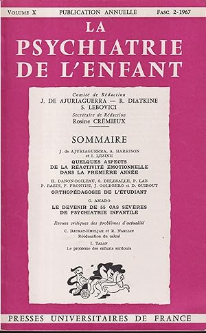 Seller image for La Psychiatrie de l'Enfant. - Volume X - Fascicule 2 for sale by PRISCA