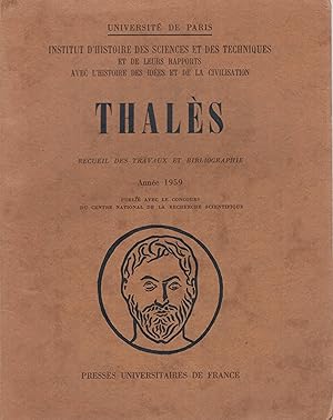Seller image for Recueil des travaux de l Institut d histoire des sciences et des techniques de l Universit de Paris. Tome 10, anne 1959 for sale by PRISCA