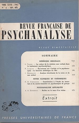 Bild des Verkufers fr OUVERTURES SUR L'ARTISTE ET LE PSYCHANALYSTE: LA FONCTION ESTHETIQUE DU MOI. zum Verkauf von PRISCA