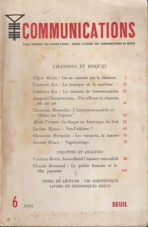 Image du vendeur pour Communications. - coles Pratique des Hautes tudes - Centre d'?4tudes des Communications de masse. - N 6 mis en vente par PRISCA