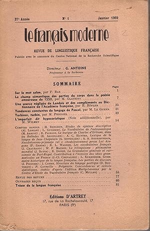 Bild des Verkufers fr Le Franais Moderne - 37 Anne - N 1 zum Verkauf von PRISCA