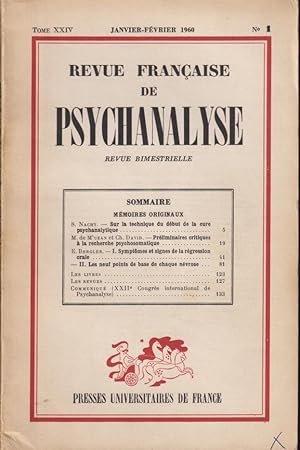 Bild des Verkufers fr Revue Franaise de Psychanalyse - Tome XXIV - N 1 - Mmoires originaux. zum Verkauf von PRISCA