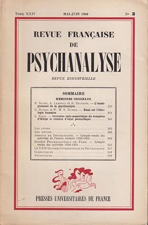 Image du vendeur pour Revue Franaise de Psychanalyse - Tome XXIV - N 3 mis en vente par PRISCA
