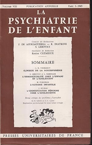 Imagen del vendedor de La Psychiatrie de l'Enfant. - Volume VIII - Fascicule 1 a la venta por PRISCA