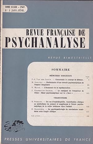Image du vendeur pour Revue Franaise de Psychanalyse. - Tome XXXIII - N 1 - Janvier/Fvrier 1969. mis en vente par PRISCA