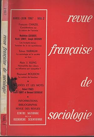 Seller image for Revue franaise de Sociologie. - Tome VIII - N 2 - Avril/Juin 1967. for sale by PRISCA
