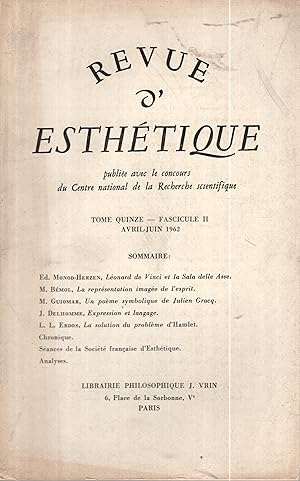 Image du vendeur pour Revue d'Esthtique. - Tome 15 - Fascicule II mis en vente par PRISCA