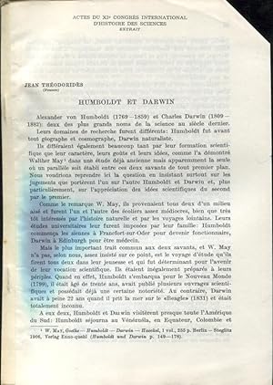 Immagine del venditore per Actes du XI Congrs International d'Histoire des Science. - Extrait : Humboldt et Darwin. venduto da PRISCA