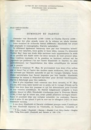 Immagine del venditore per Actes du XI Congrs International d'Histoire des Sciences. - Extrait : Humboldt et Darwin. venduto da PRISCA