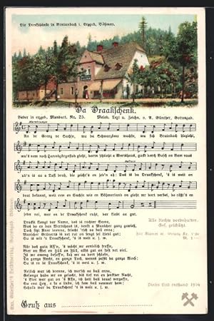 Lied-Ansichtskarte Anton Günther Nr. 25: Breitenbach /Erzgeb., Da Draakschenk, Gasthaus Dreckschenke