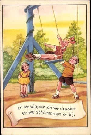Ansichtskarte / Postkarte Kinder auf dem Spielplatz, Schaukel